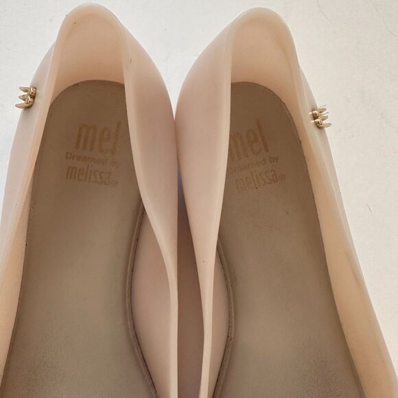Mel Dreamed by Melissa Ultragirl Beige Black bow Shoe Youth size 13 - Picture 2 of 6
